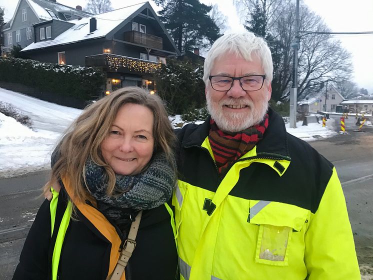 Prosjektleder Laila Nilssen og byggeleder Steinar Braaten i Sporveien.