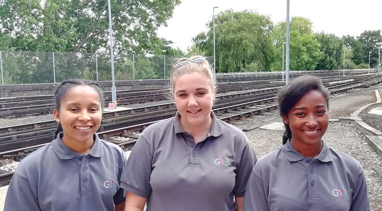 A selection of GTR's current Engineering Apprentices, Twinkle Clarke, Rosie Jayne-Wiles and Katrina-Rose Allen