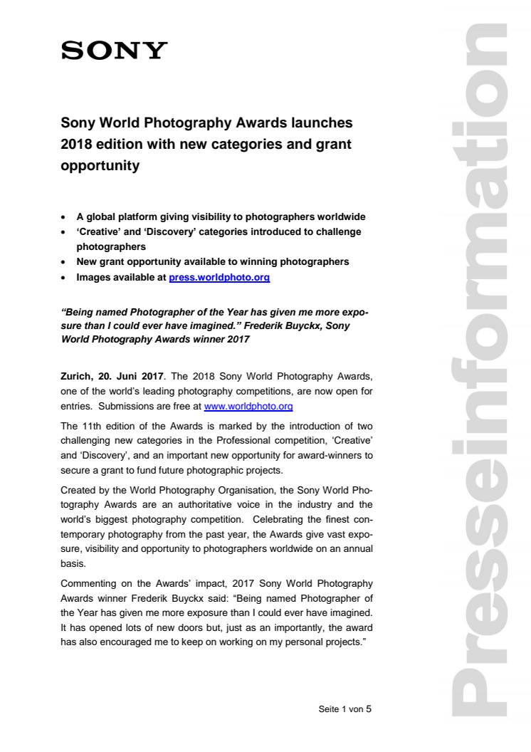 Sony World Photography Awards launches 2018 edition with new categories and grant opportunity