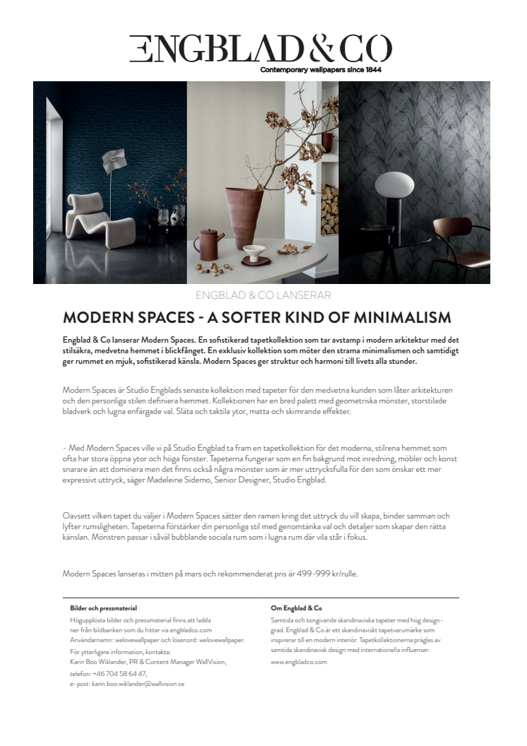 ENGBLAD & CO LANSERAR MODERN SPACES - A SOFTER KIND OF MINIMALISM