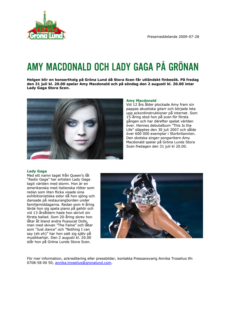 Amy Macdonald och Lady Gaga på Grönan