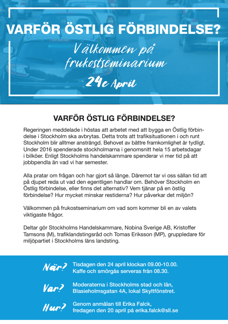 Pressinbjudan: Östlig förbindelse – seminarium om en av Stockholmsregionens viktigaste valfrågor