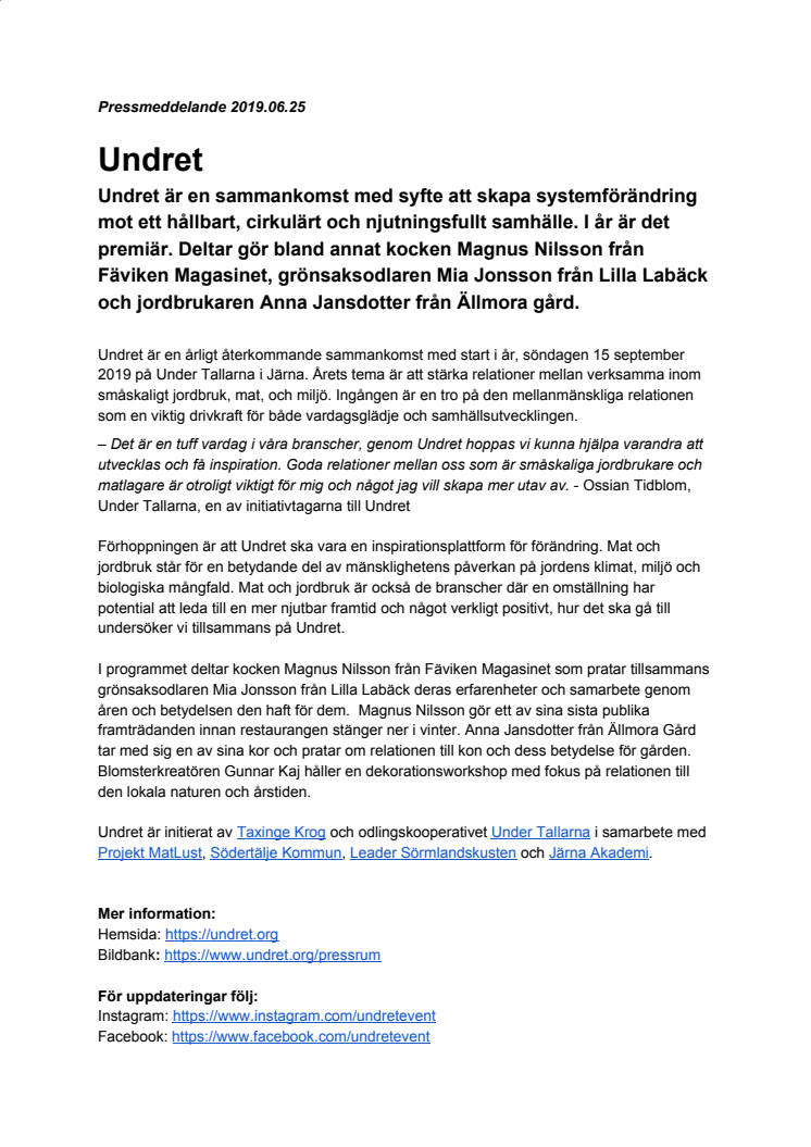Taxinge Krog och Under Tallarna för branscherna samman med nya Under konferensen