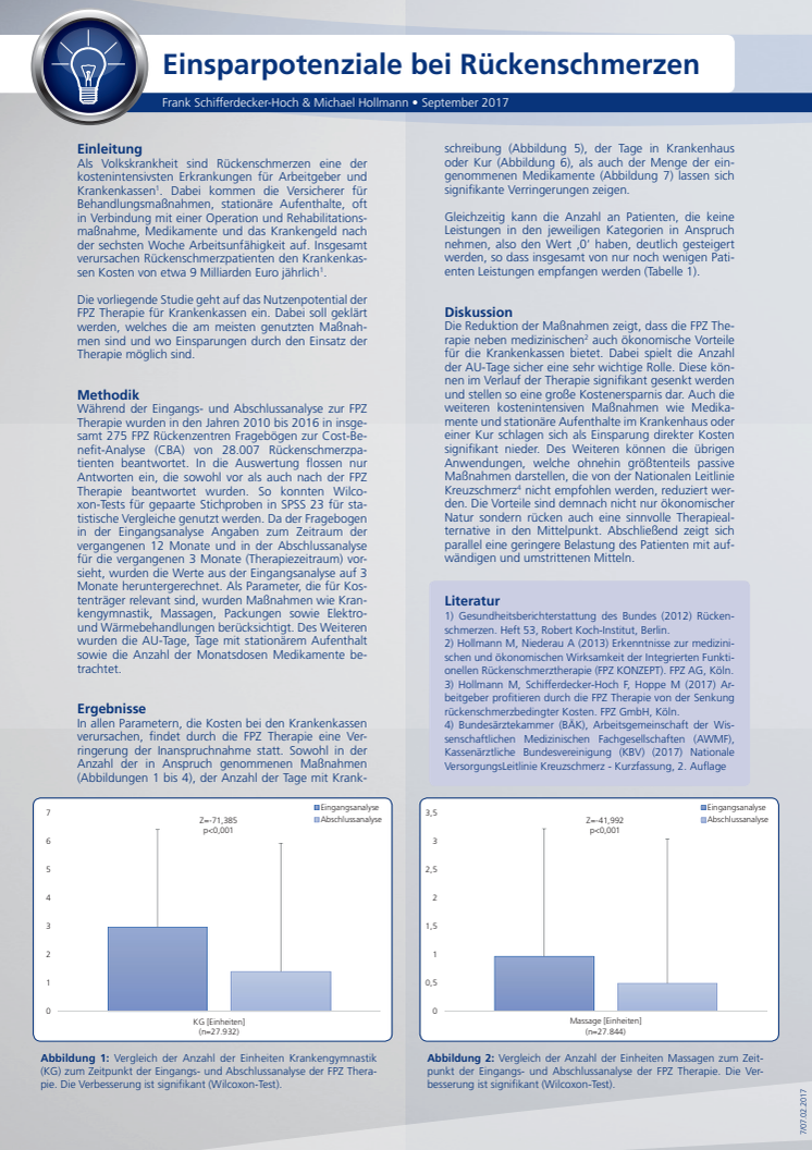 Handout zur FPZ Studie "Einsparpotenziale Rückenschmerzen"