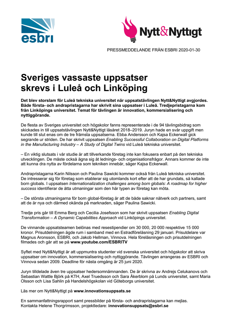 Sveriges vassaste uppsatser skrevs i Luleå och Linköping