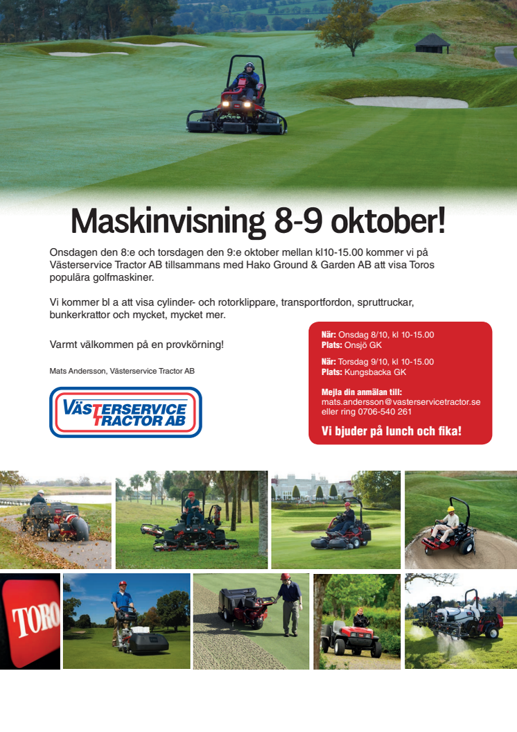 Inbjudan golfvisning Västerservice Tractor