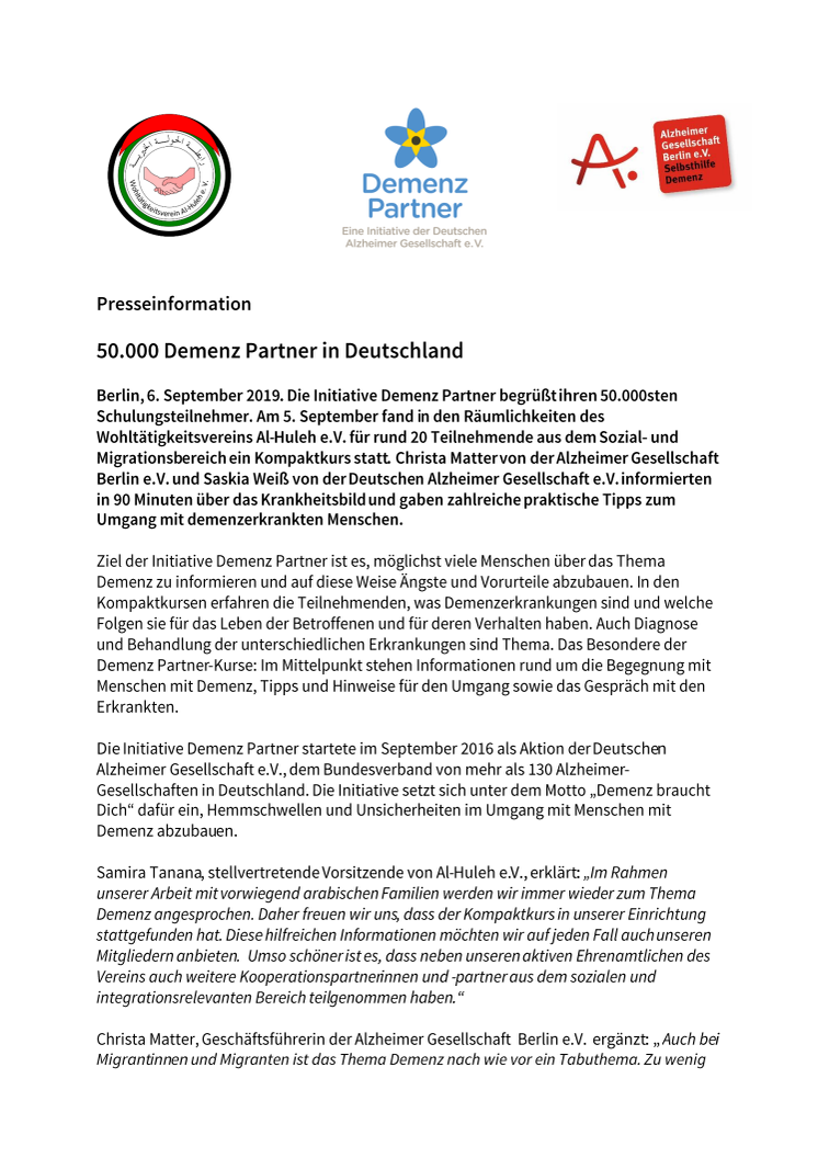 50.000 Demenz Partner in Deutschland