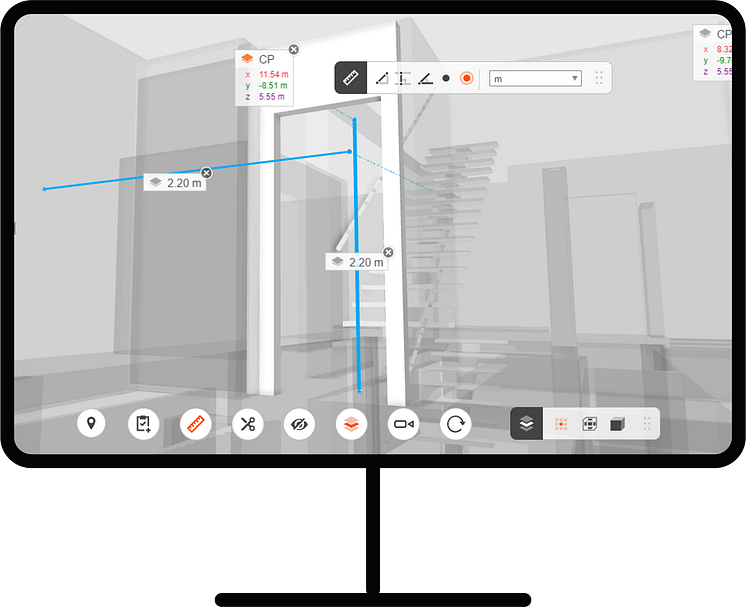 Providing a wide set of measurement tools within Bimplus provides a truly digital environment for model collaboration. 