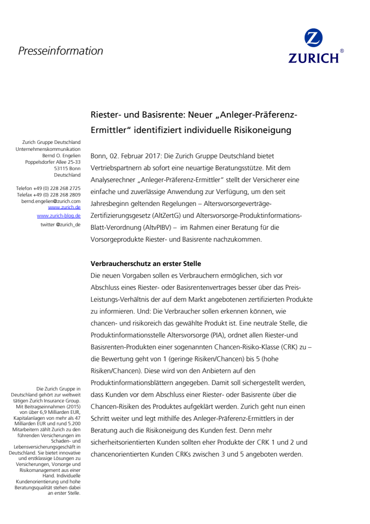 Riester- und Basisrente: Neuer „Anleger-Präferenz-Ermittler“ identifiziert individuelle Risikoneigung 