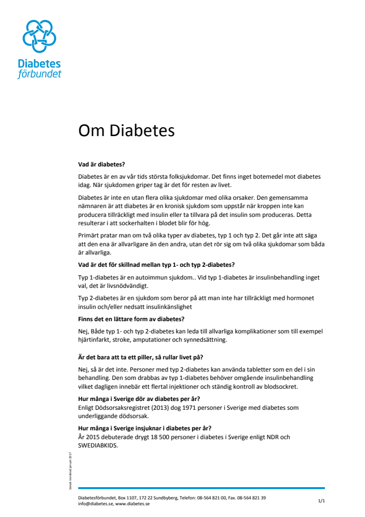 Ingen lyxsjukdom - fakta om diabetes