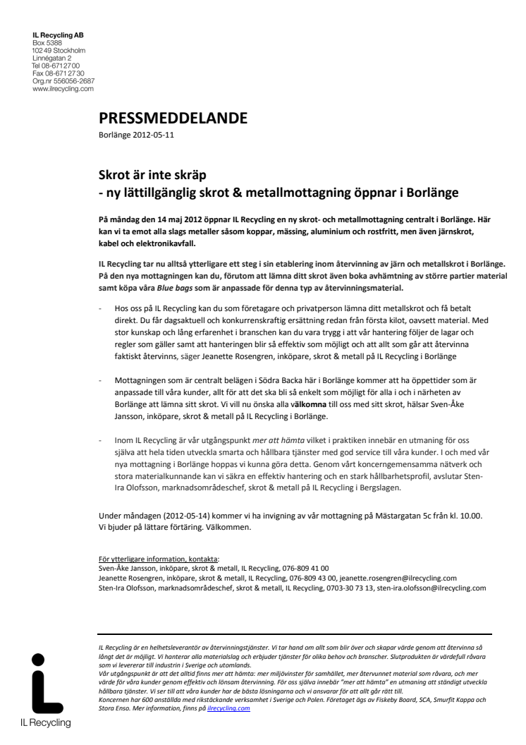 Skrot är inte skräp - ny lättillgänglig skrot & metallmottagning öppnar i Borlänge 