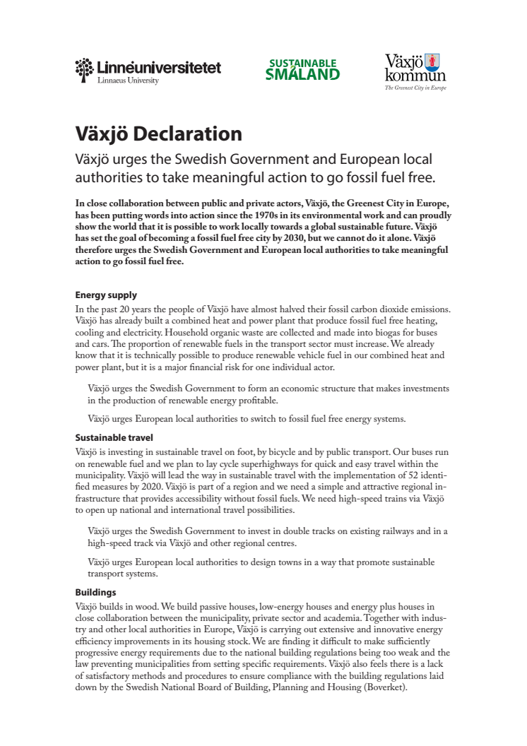 Växjö declaration 2015