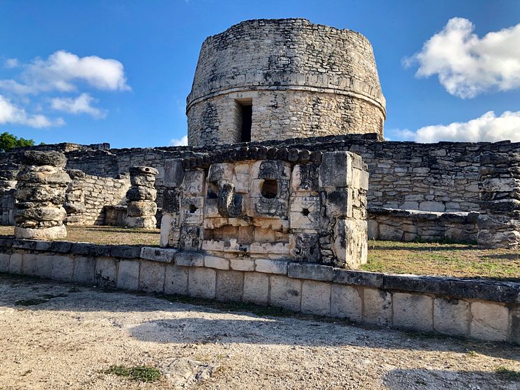 Mayan conflict temple with raingod facade