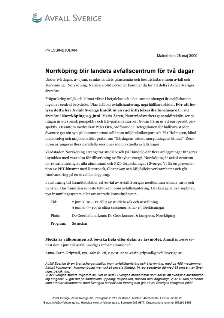 Norrköping blir landets avfallscentrum för två dagar