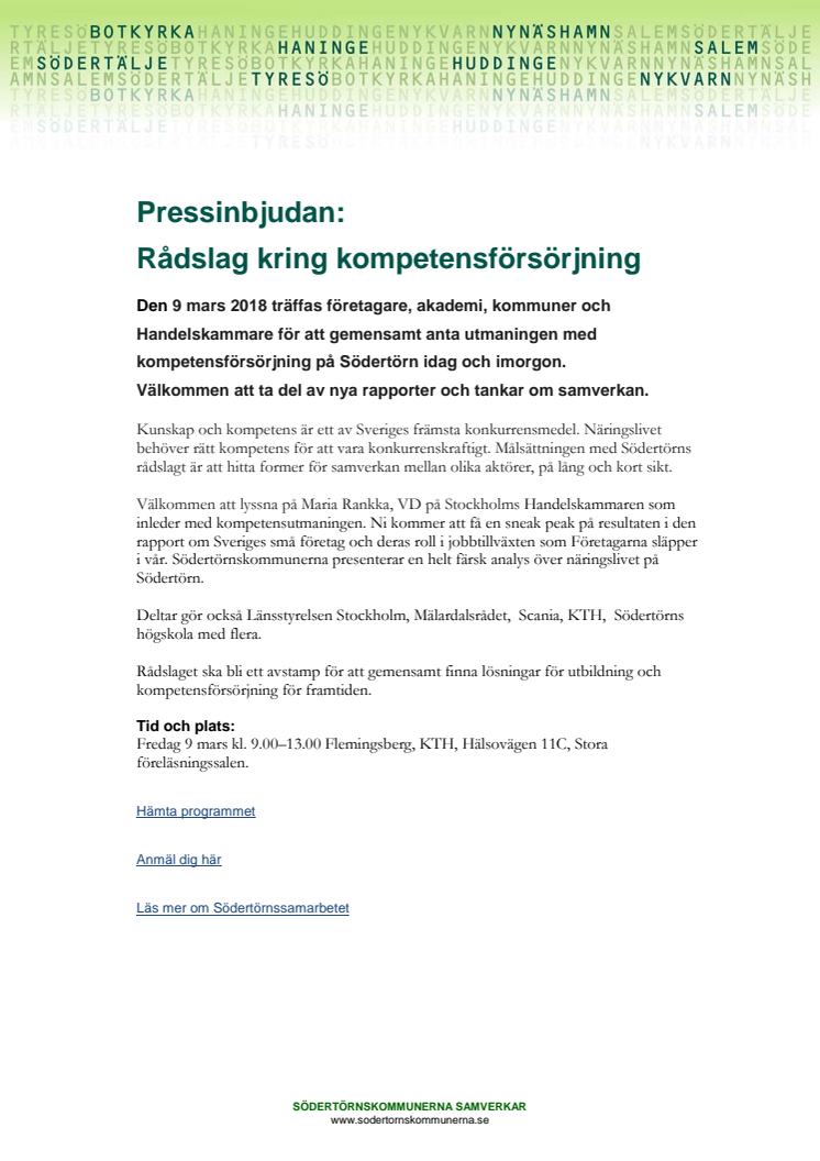 ​Pressinbjudan: Rådslag kring kompetensförsörjning