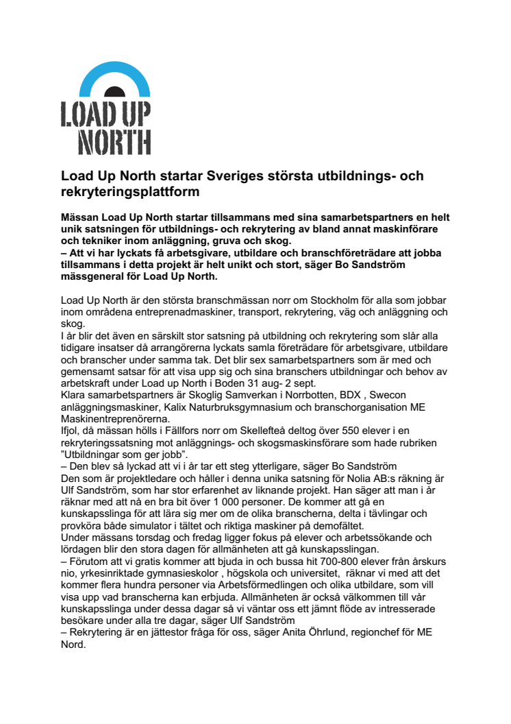 Load Up North startar Sveriges största utbildnings- och rekryteringsplattform