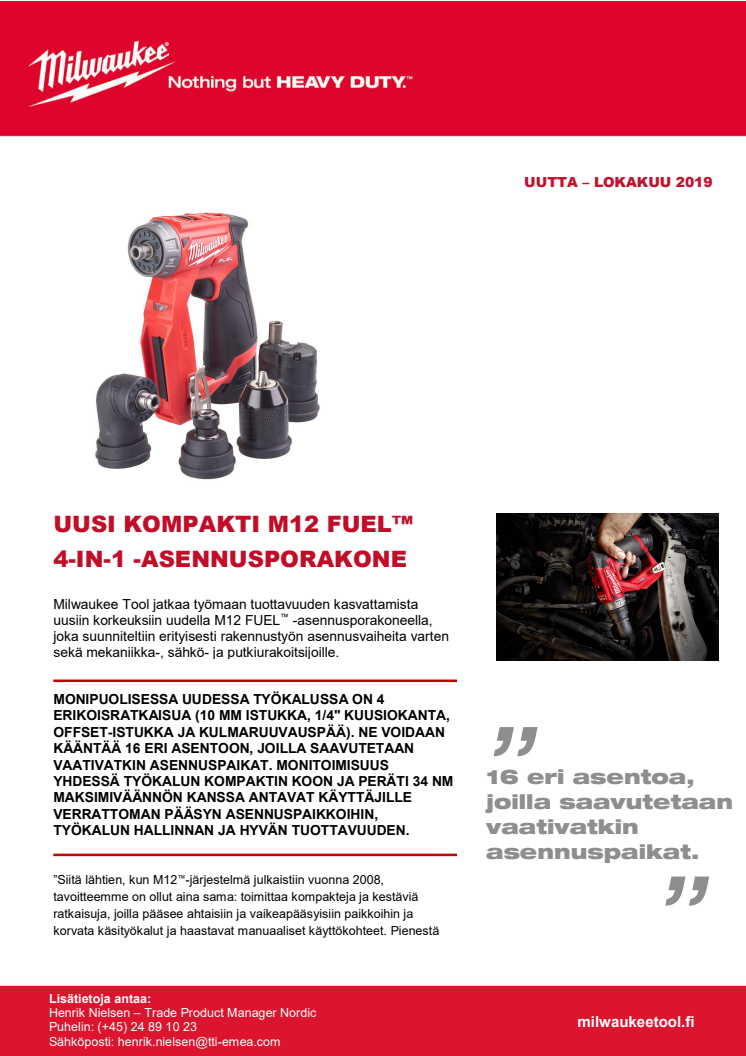 UUSI KOMPAKTI M12 FUEL™ 4-IN-1 -ASENNUSPORAKONE