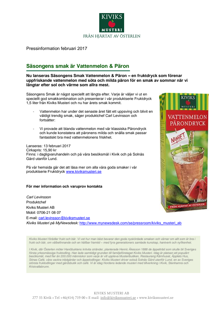 Säsongens smak är Vattenmelon & Päron