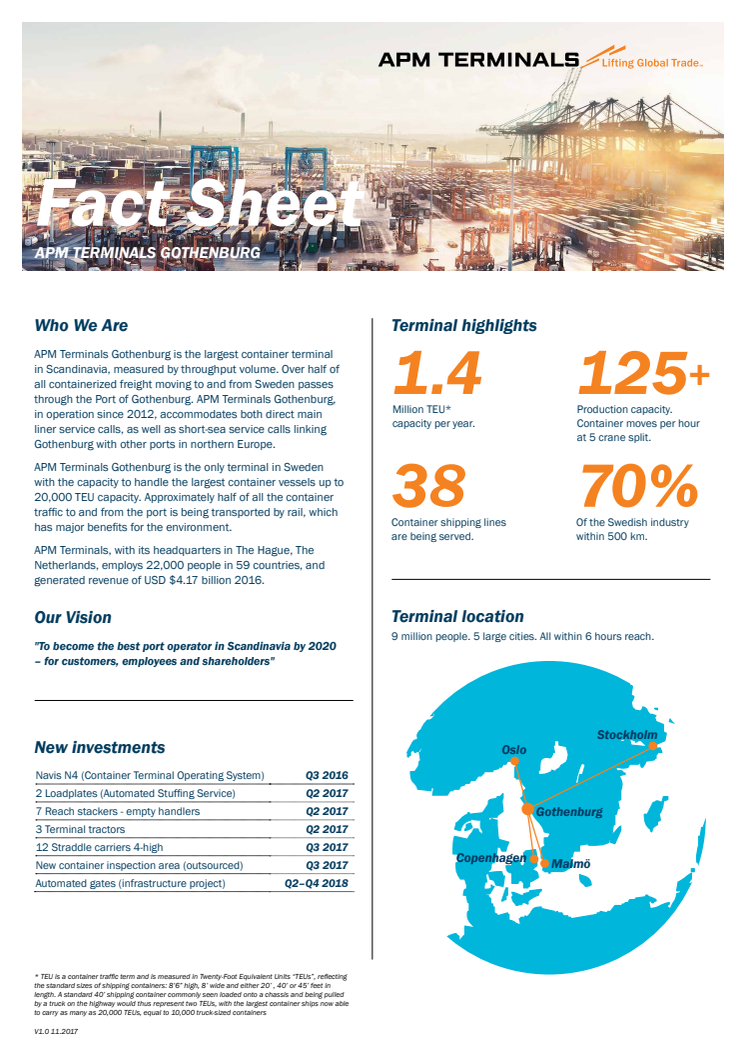 APM Terminals Gothenburg - Fact Sheet 2017