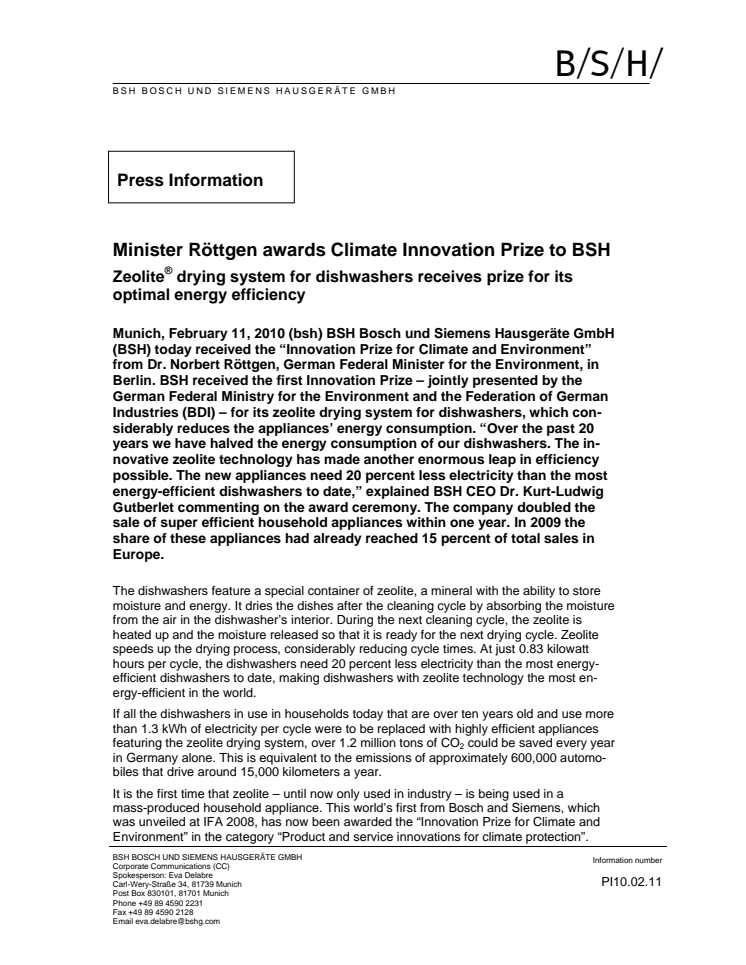 Climate and innovation prize - Press release