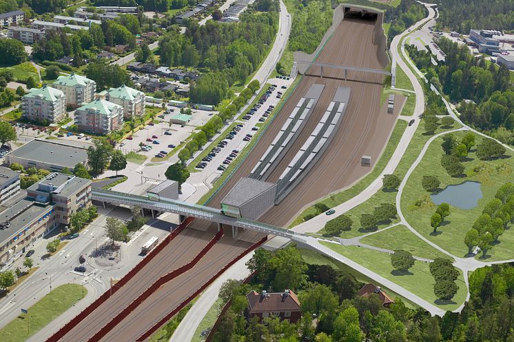 Vy över det nya stationsområdet - Kallhälls station
