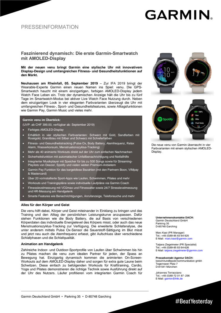 Faszinierend dynamisch: Die erste Garmin-Smartwatch mit AMOLED-Display