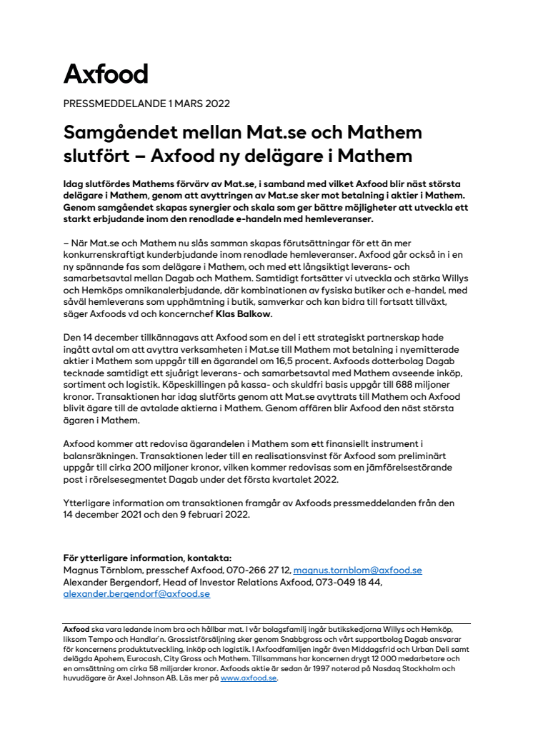 PM_220301_Samgåendet mellan Mat.se och Mathem slutfört – Axfood ny delägare i Mathem.pdf