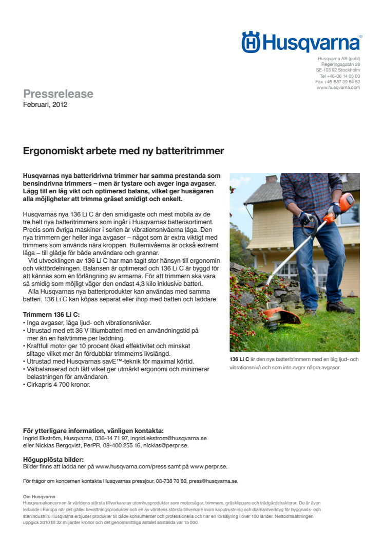 Ergonomiskt arbete  med ny batteritrimmer