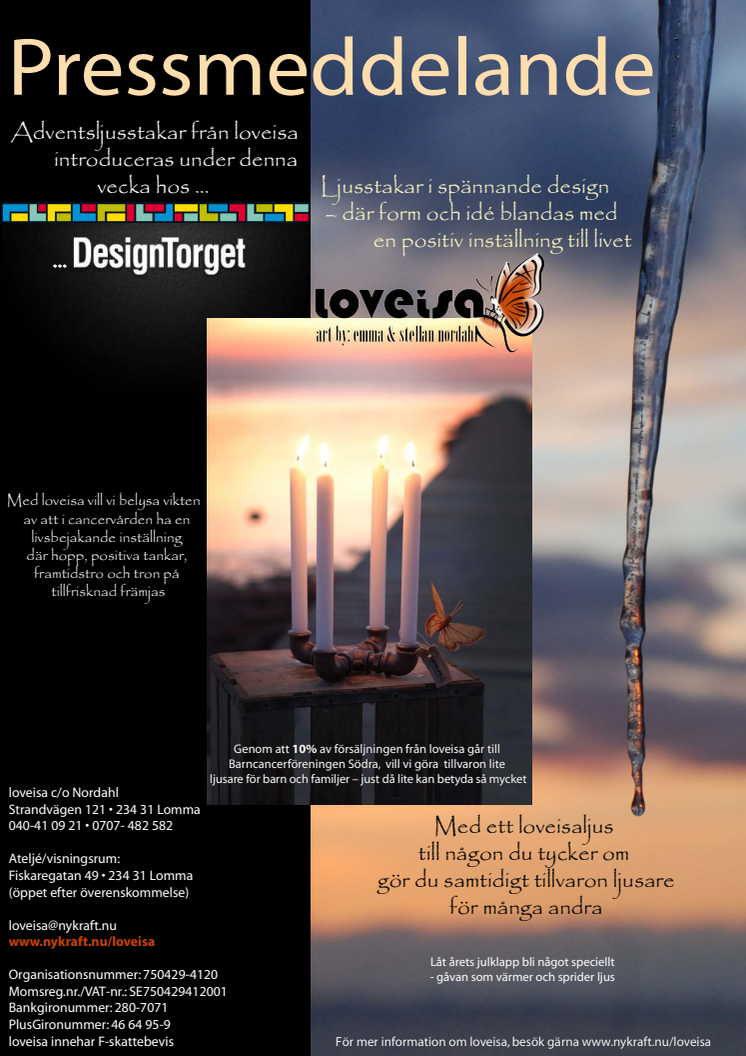 Adventsljusstakar från loveisa introduceras under denna vecka hos Designtorget