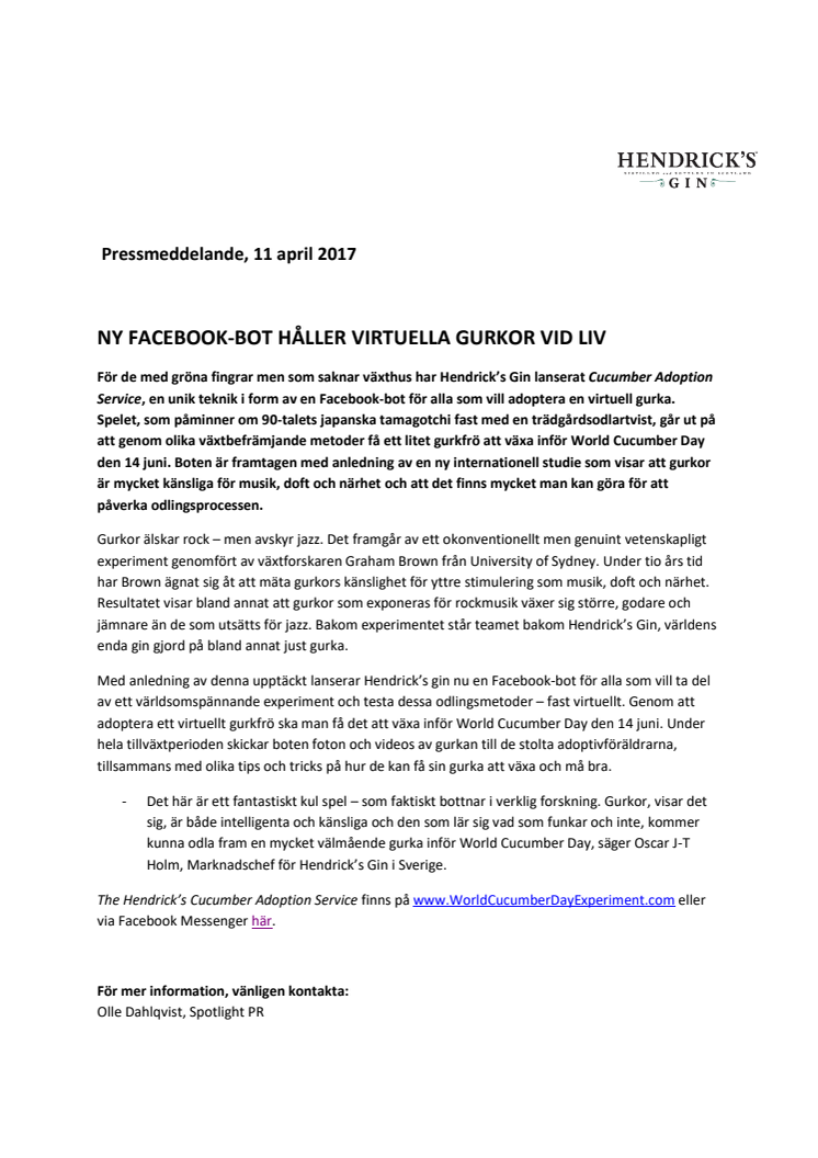 NY FACEBOOK-BOT HÅLLER VIRTUELLA GURKOR VID LIV