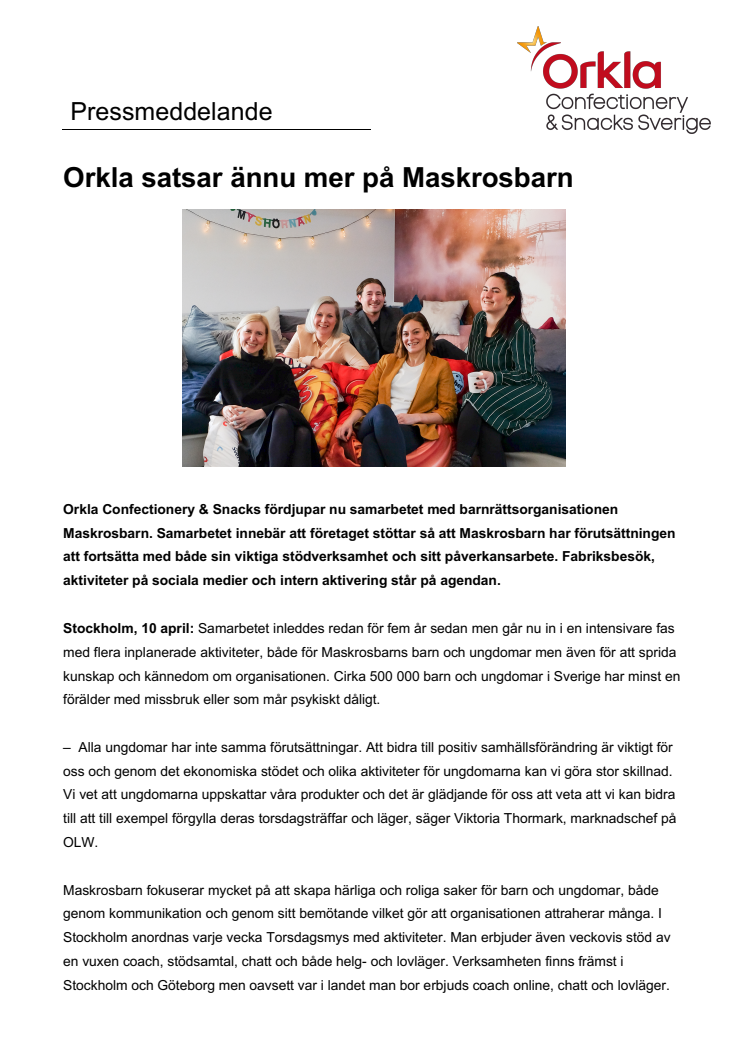 Orkla satsar ännu mer på Maskrosbarn