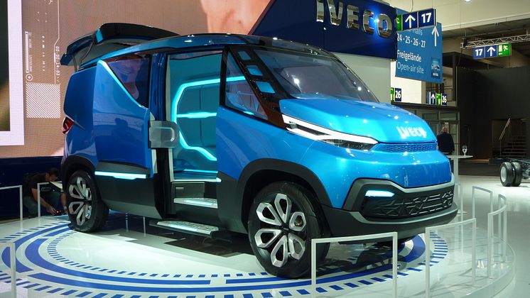 Konceptet ”Iveco Vision” visar framtidens transportbil.