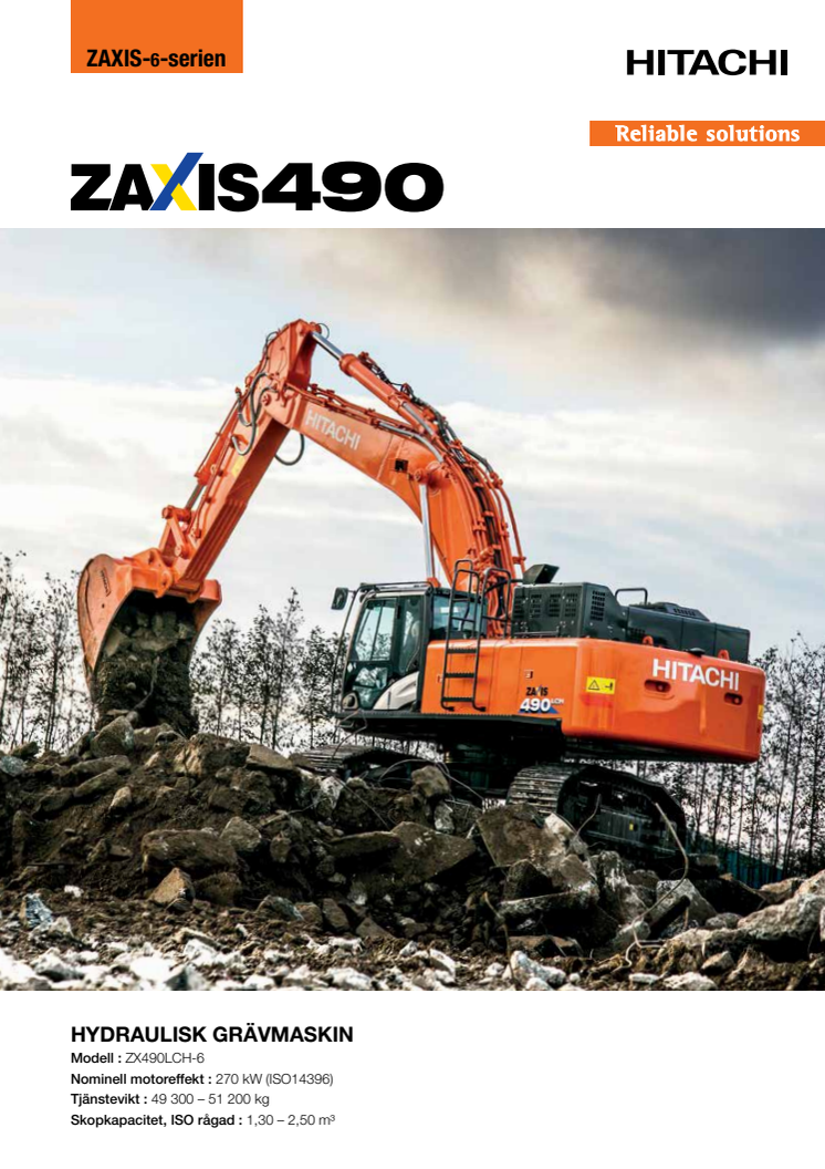 Broschyr Hitachi ZX490-6 bandgrävare