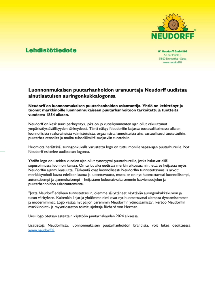 Neudorff uudistaa ainutlaatuisen auringonkukkalogonsa.pdf