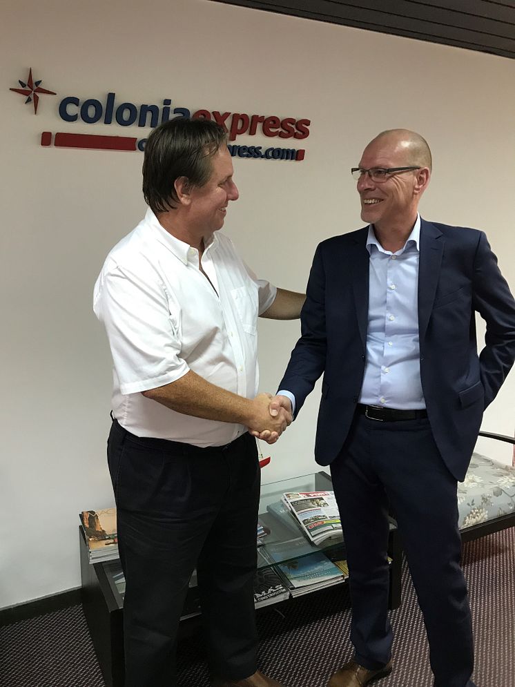Sebastián Planas, President at Colonia Express and Niclas Blomstrom, Managing Director at Hogia Ferry Systems