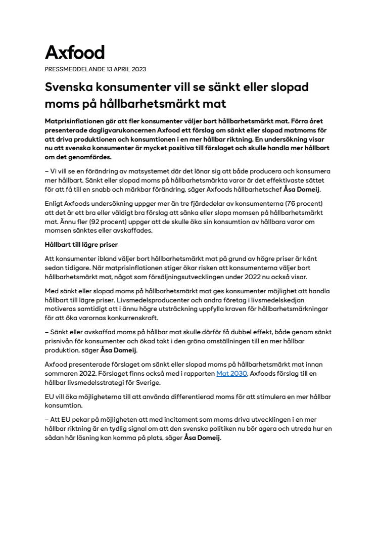 Svenska konsumenter vill se sänkt eller slopad moms på hållbarhetsmärkt mat .pdf