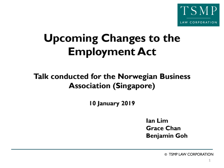 Upcoming changes to the Employment Act