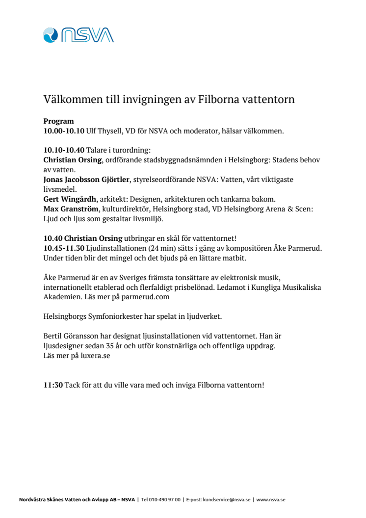 Program till Filborna invigning 7 juni 2022