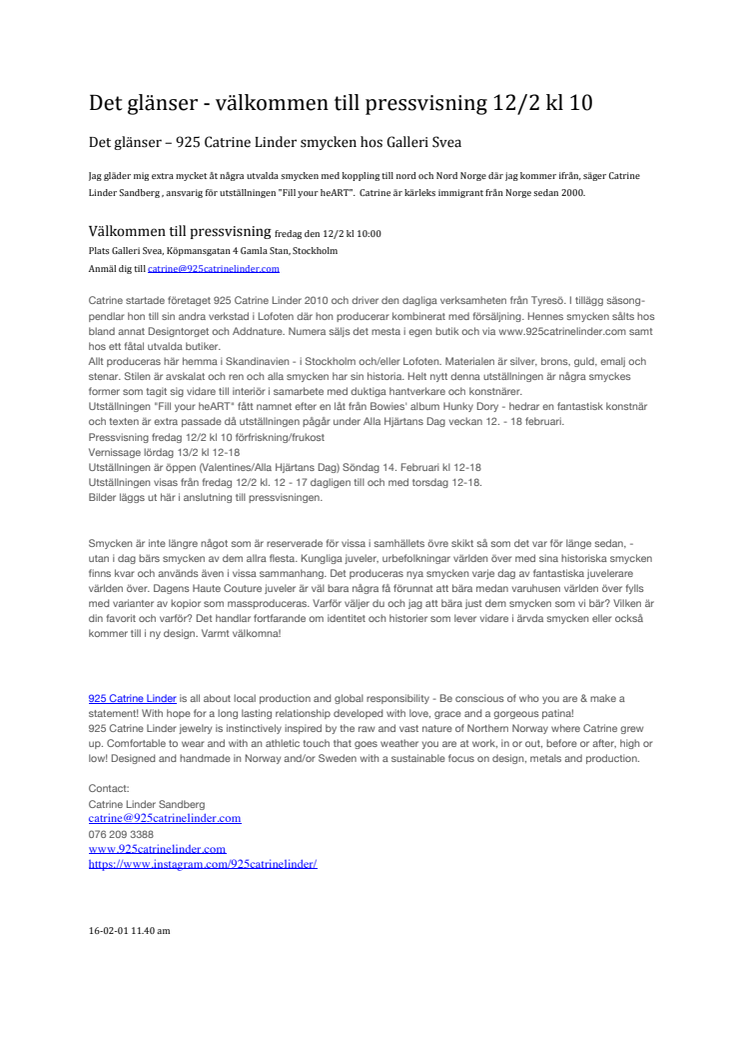 Det glänser - välkommen till pressvisning 12/2 kl 10