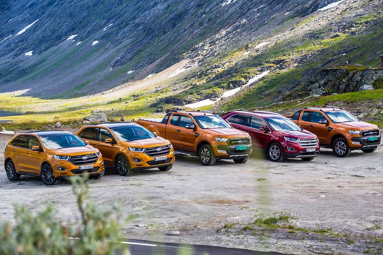 Med nye Ford Edge og Ford Ranger i Geiranger under den internasjonale presselanseringen av disse modellene