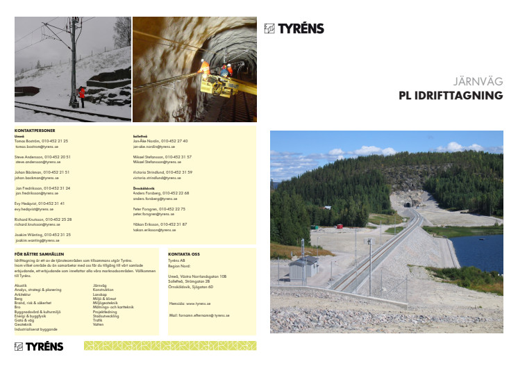 Tyréns tjänstepresentation inom Idrifttagning