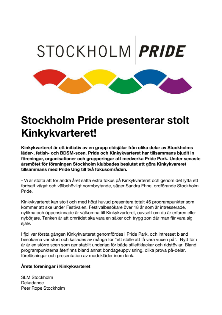 Stockholm Pride presenterar stolt Kinkykvarteret!