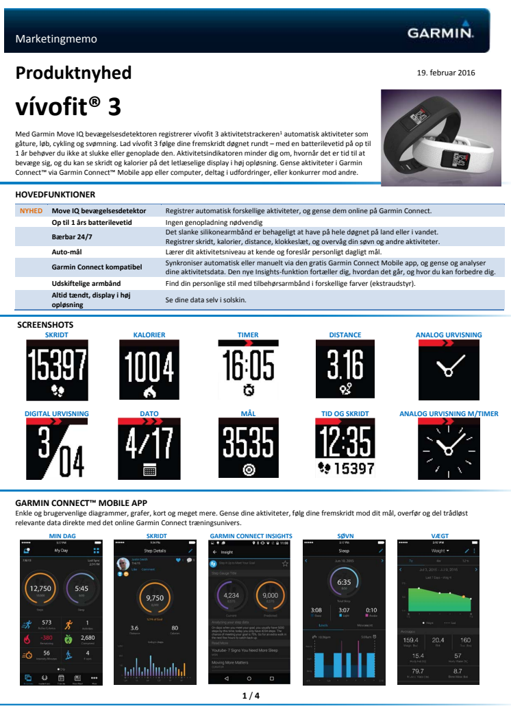 Garmin vívofit® 3 Aktivitetstracker