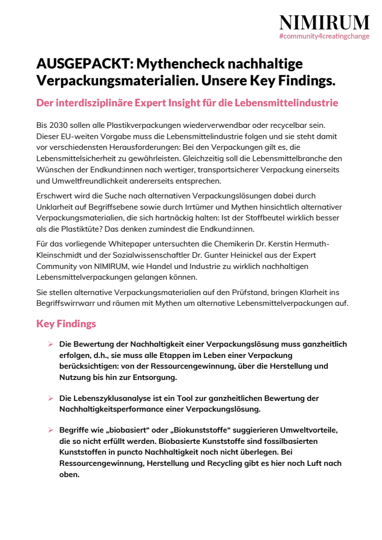 Key Findings "AUSGEPACKT"