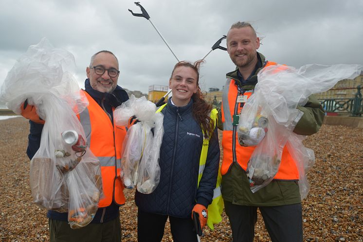 Success! From left, GTR's Chief Customer Officer Mark Pavlides, Head of Environment Jason Brooker and coach driver Martine Patey of Brighton & Hove Buses