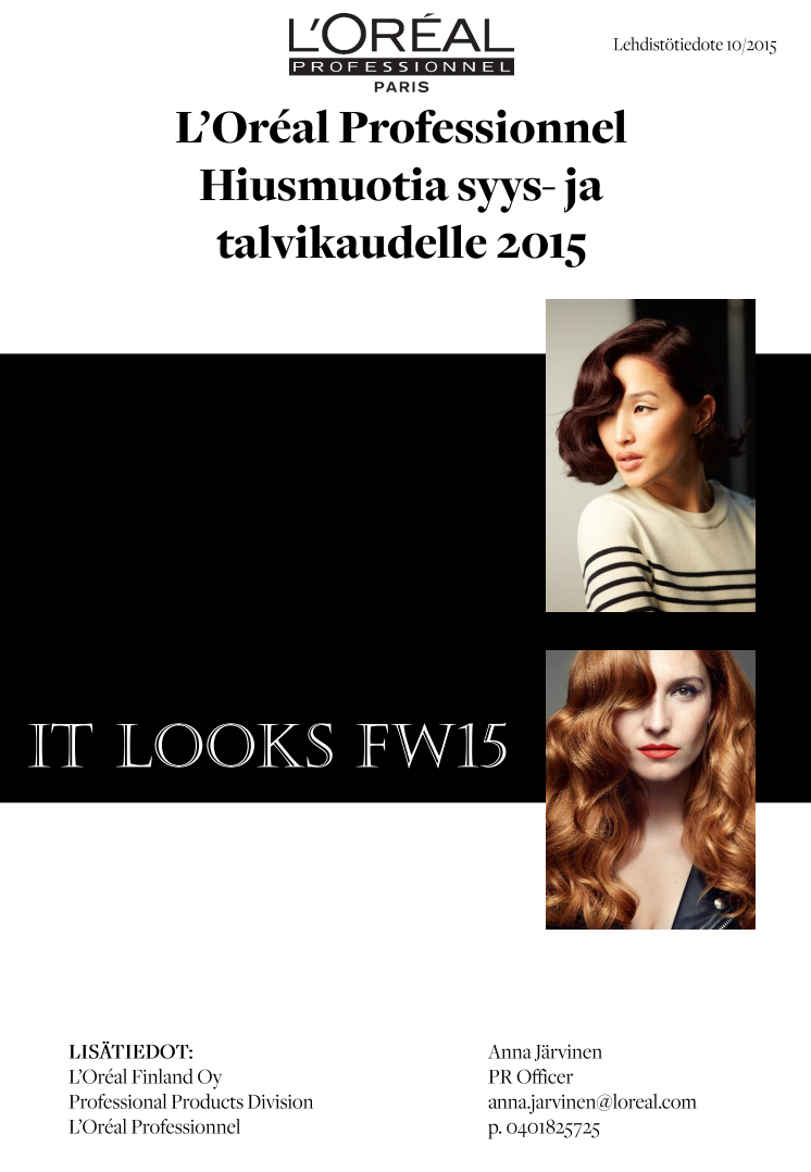2015 Syys- ja talvikauden trendit hiuksissa à la L'Oréal Professionnel
