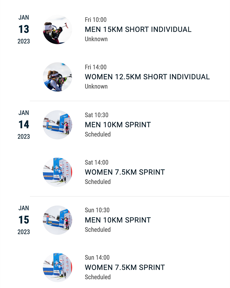 Program IBU Cup Pokljuka