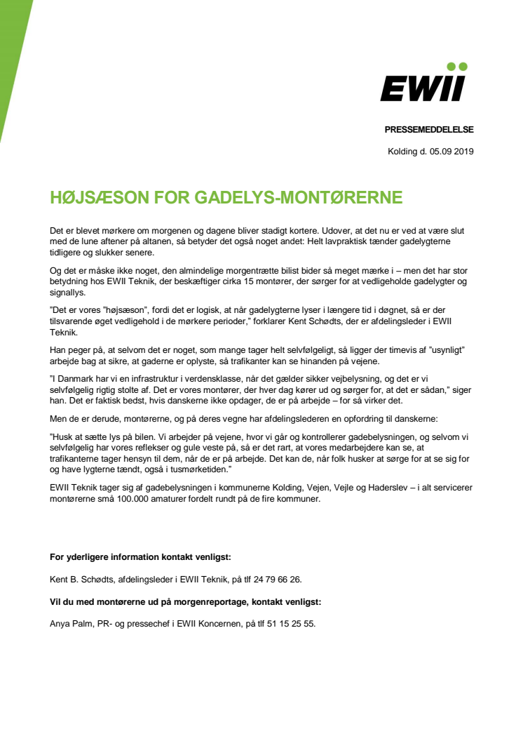 Højsæson for gadelys-montører 