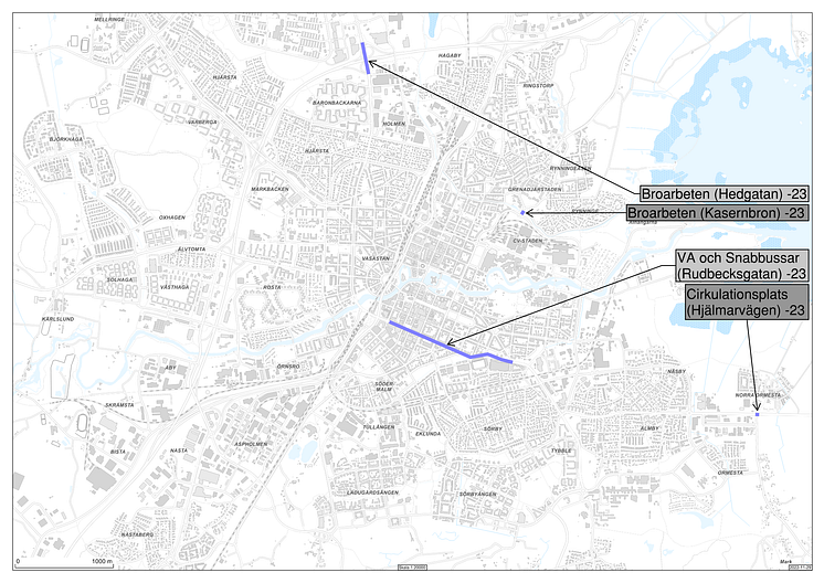 Planerade trafikarbeten med större påverkan 2023