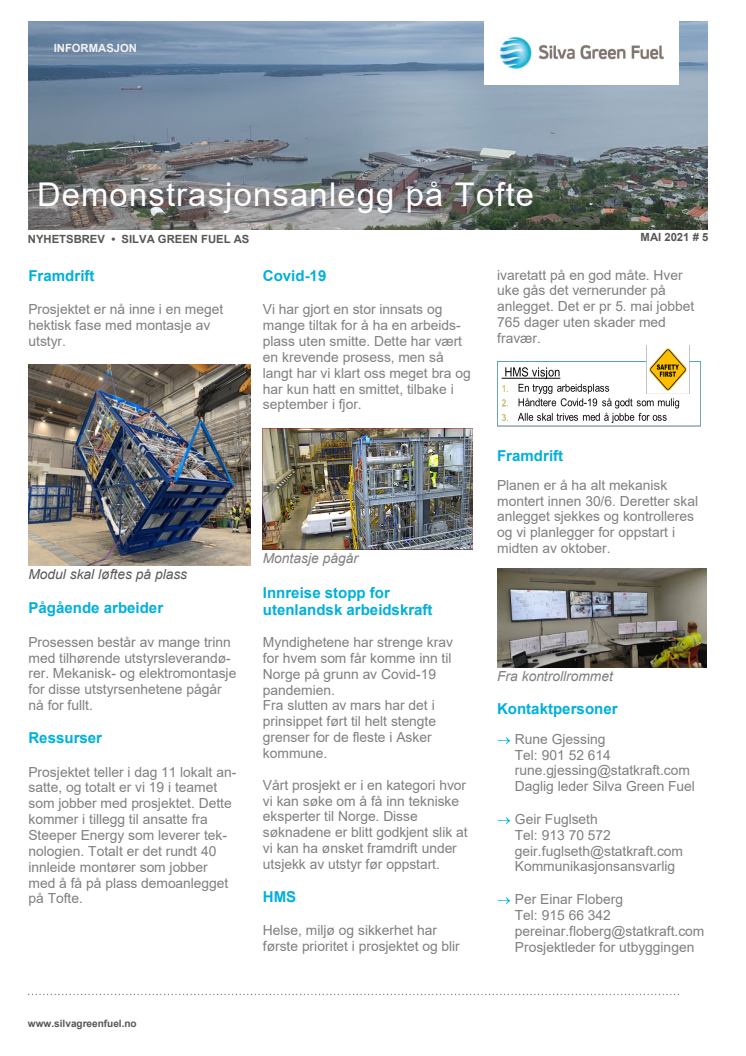 Nyhetsbrev 5 Silva Green Fuel demoanlegg